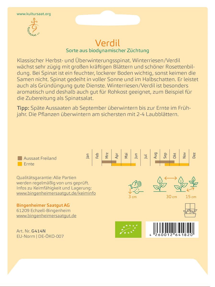 Spinat 'Winterriesen' / 'Verdil'